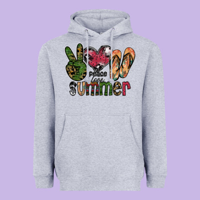 Peace Love Summer Heavyweight Hoodie Designed By Sublimationcraftshop