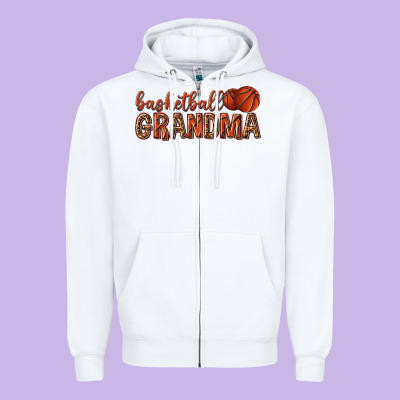 Basketball Grandma With Leopard Zipper Hoodie Designed By Texasbilliewilder