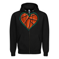 Black basketball heart Zipper Hoodie - texasbilliewilder