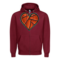 Burgundy basketball heart Zipper Hoodie - texasbilliewilder