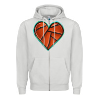 Dove Grey basketball heart Zipper Hoodie - texasbilliewilder