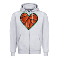 Heather Grey basketball heart Zipper Hoodie - texasbilliewilder