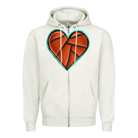 Oatmeal Heather basketball heart Zipper Hoodie - texasbilliewilder