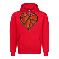 Red basketball heart Zipper Hoodie - texasbilliewilder