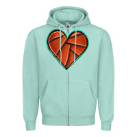 Seafoam basketball heart Zipper Hoodie - texasbilliewilder