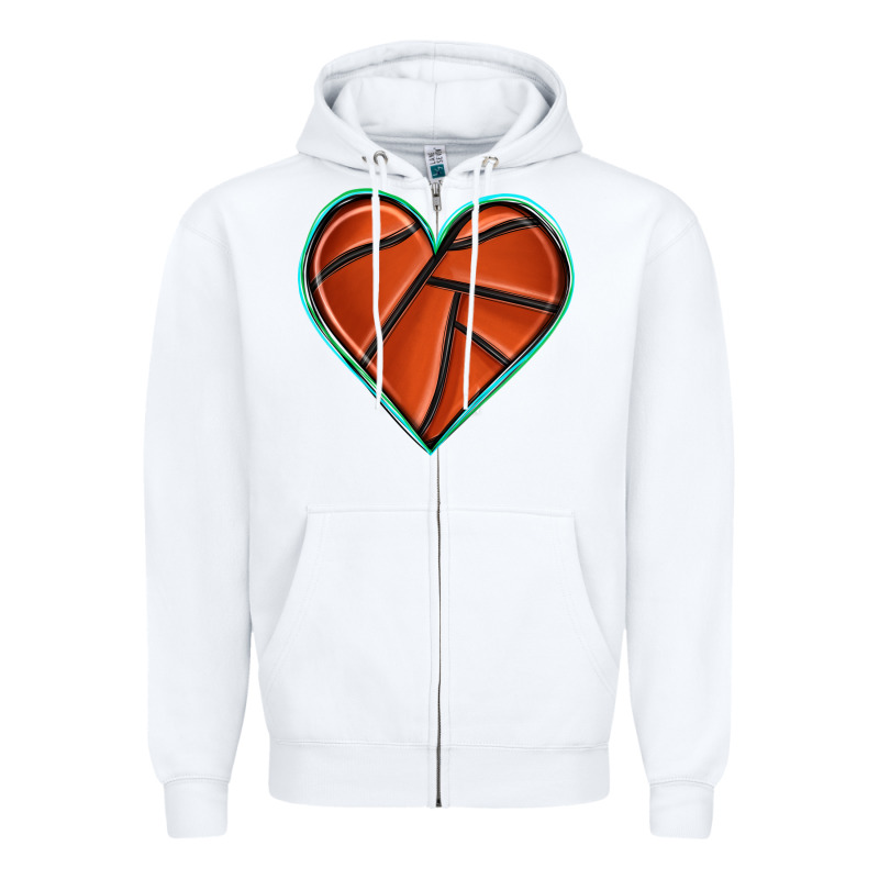 Basketball Heart Zipper Hoodie by texasbilliewilder | Teevron