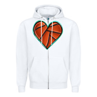 White basketball heart Zipper Hoodie - texasbilliewilder