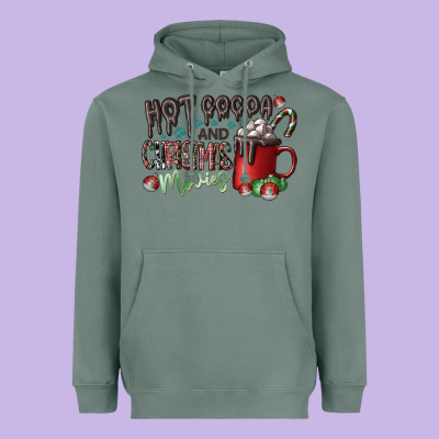 Hot Cocoa And Christmas Movies Heavyweight Hoodie Designed By Cowhidedigitalart