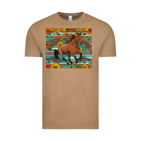 Vintage Coffee galloping horse aztec sunflower Vintage Tee - Artiststas