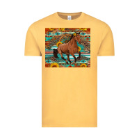 Vintage Mustard galloping horse aztec sunflower Vintage Tee - Artiststas