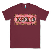 Burgundy Xoxo cowhide and leopard Classic Tee - RanaPortraitStore