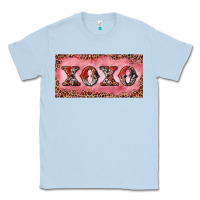 Dusty Blue Xoxo cowhide and leopard Classic Tee - RanaPortraitStore