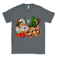 Charcoal Heather santa and reindeer Classic Tee - Zillion Design Studio