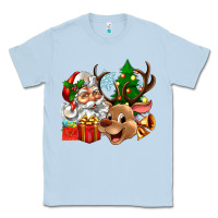 Dusty Blue santa and reindeer Classic Tee - Zillion Design Studio