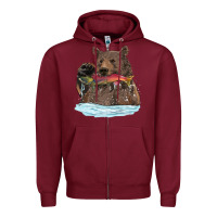 Burgundy mama bear haunting fish Zipper Hoodie - RanaPortraitStore