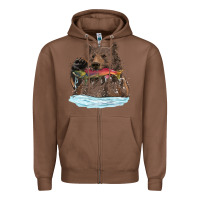 Chestnut mama bear haunting fish Zipper Hoodie - RanaPortraitStore
