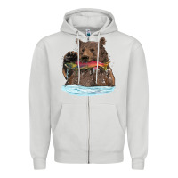 Dove Grey mama bear haunting fish Zipper Hoodie - RanaPortraitStore