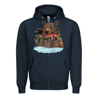 Navy mama bear haunting fish Zipper Hoodie - RanaPortraitStore