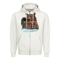 Oatmeal Heather mama bear haunting fish Zipper Hoodie - RanaPortraitStore