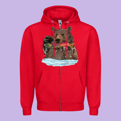 Zipper Hoodie mama bear haunting fish