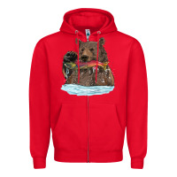 Red mama bear haunting fish Zipper Hoodie - RanaPortraitStore