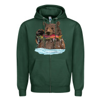 Sports Green mama bear haunting fish Zipper Hoodie - RanaPortraitStore