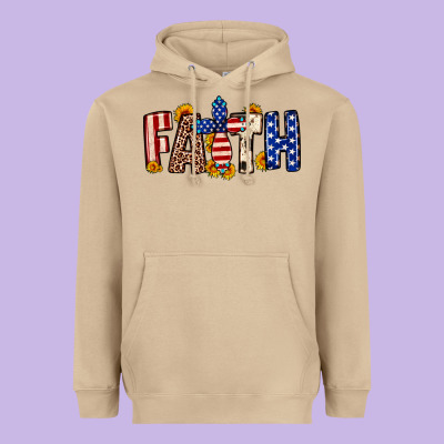 Faith Usa Flag Sunflower Heavyweight Hoodie Designed By Neo Western