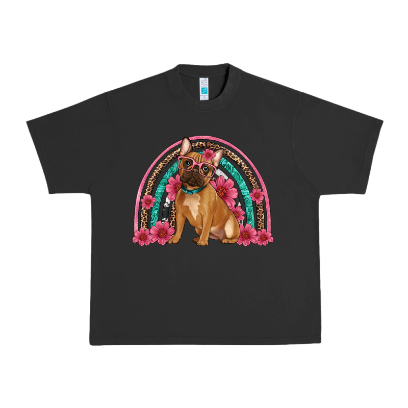 French Bulldog Floral Rainbow Urban Heavy Tee by Artiststas | Teevron