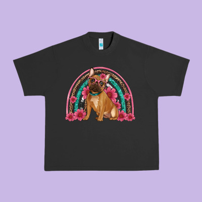 French Bulldog Floral Rainbow Urban Heavy Tee Designed By Artiststas