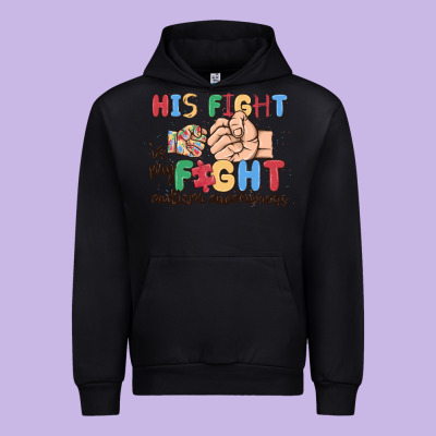 His Fight Is My Fight Autism Awareness Urban Hoodie Designed By Maliassmallbusiness