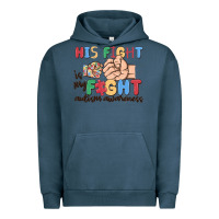 Pigment Midnight Navy his fight is my fight autism awareness Urban Hoodie - MaliasSmallBusiness