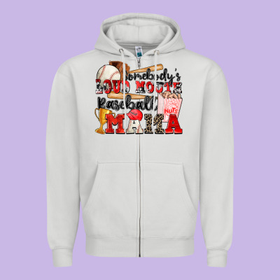 Somebody's Loud Mouth Baseball Mama Zipper Hoodie Designed By Zillion Design Studio
