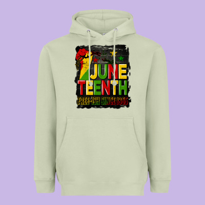 Juneteenth Fist Free Ish Since 1865 With Background Heavyweight Hoodie Designed By Hra Design Shop