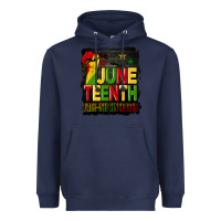 Navy juneteenth fist free ish since 1865 with background Heavyweight Hoodie - HRA Design Shop