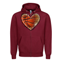 Burgundy basketball heart Zipper Hoodie - texasbilliewilder