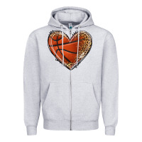 Heather Grey basketball heart Zipper Hoodie - texasbilliewilder