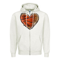 Oatmeal Heather basketball heart Zipper Hoodie - texasbilliewilder