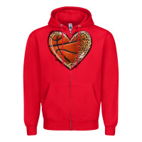 Red basketball heart Zipper Hoodie - texasbilliewilder