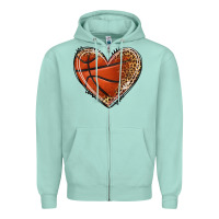 Seafoam basketball heart Zipper Hoodie - texasbilliewilder