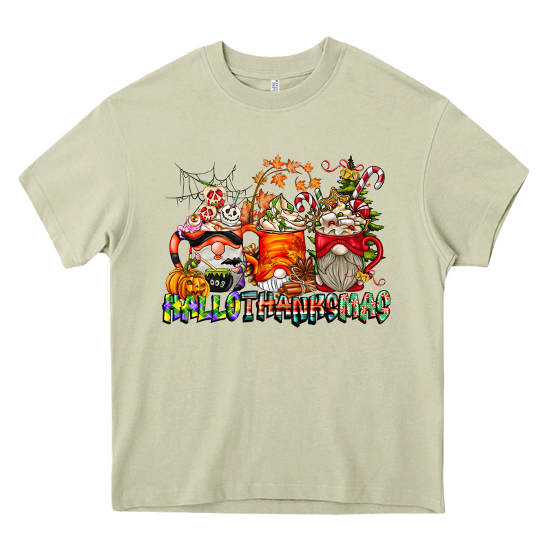 Hallothanksmas Gnome Coffee Cups Heavy Core Tee by CowhideDigitalArt | Teevron