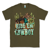 Army Green ride em cowboy Classic Tee - texasbilliewilder