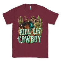 Burgundy ride em cowboy Classic Tee - texasbilliewilder
