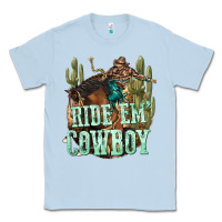 Dusty Blue ride em cowboy Classic Tee - texasbilliewilder