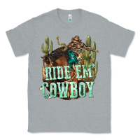 Heather Grey ride em cowboy Classic Tee - texasbilliewilder