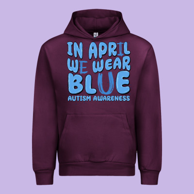 In April We Wear Blue Autism Awareness Urban Hoodie Designed By Maliassmallbusiness