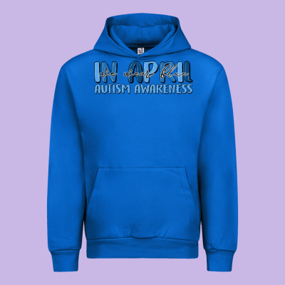 In April We Wear Blue Autism Awareness Urban Hoodie Designed By Maliassmallbusiness