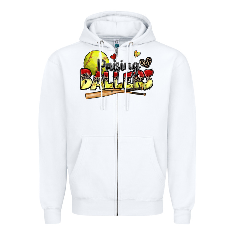 Raising Ballers Softball Zipper Hoodie by Zillion Design Studio | Teevron