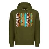 Army Green turquoise sunflowers cowhide leopard glitter background Premium Hoodie - RanaPortraitStore