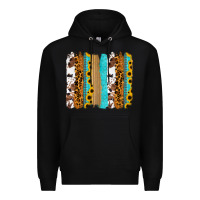 Black turquoise sunflowers cowhide leopard glitter background Premium Hoodie - RanaPortraitStore