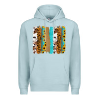 Blue Mist turquoise sunflowers cowhide leopard glitter background Premium Hoodie - RanaPortraitStore